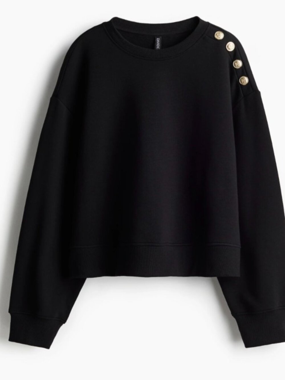 H&M 100% Cotton Black Sweater with Gold Buttons size S